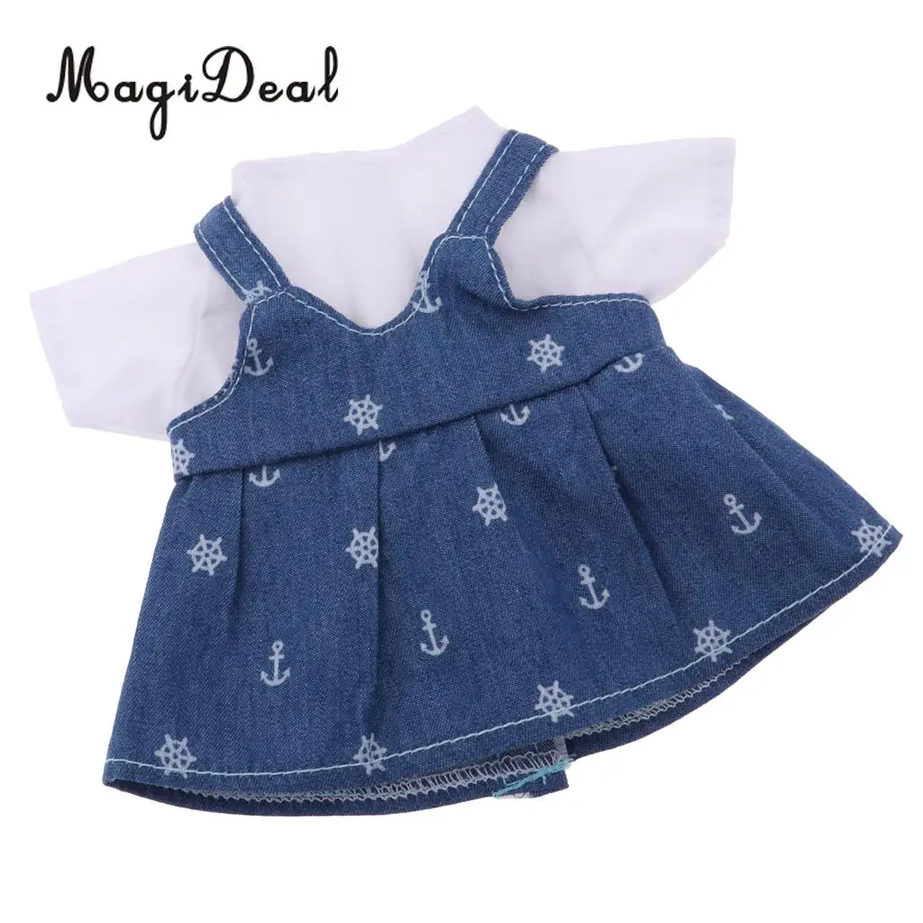Cute White T-shirt & Suspender Skirt Set for 25cm Mellchan Baby Doll Dress Up Accessory