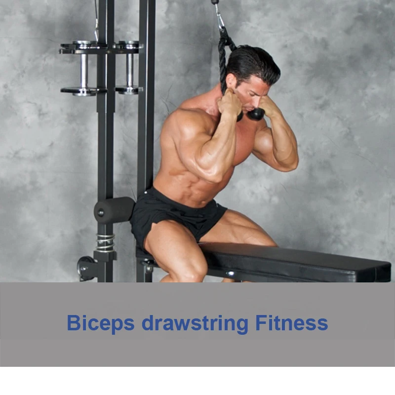 Biceps Drawstring Triceps Drawstring Commercial Gym Equipment Tricep Adjustable Nylon Rope Push Pull Down Black Bodybuilding A
