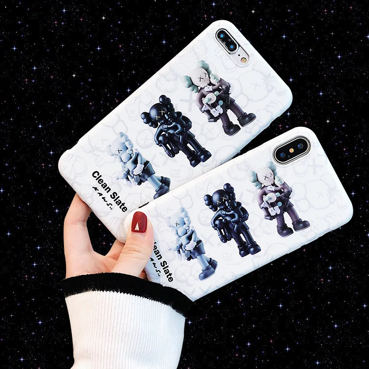 

New KAWS Cartoon cute fashion iphonecase for 6s 7 8plus xs max Half-wrapped Case Waterproof Dirt-resistant Anti-knock