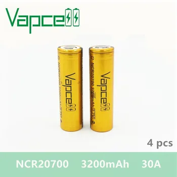 

Free shipping 4pcs Vapcell NCR 20700 battery 3200mah 30A high drain rechargeable battery electric smoke E-CIG VS Keeppower