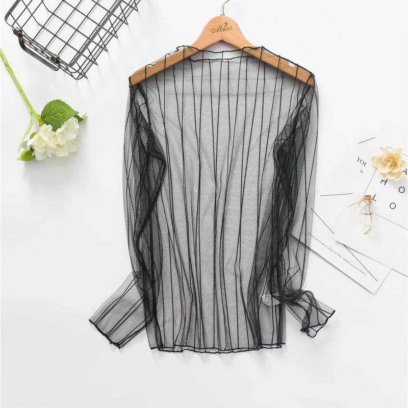 Mujeres Sexy malla de encaje ver a través ahueca hacia fuera transparente Camiseta punto Base Bottoming Camiseta Femininas Clubwear Mujeres Sexy malla de encaje ver a través ahueca hacia fuera transparente Camiseta punto Base Bottoming Camiseta Femininas Clubwear