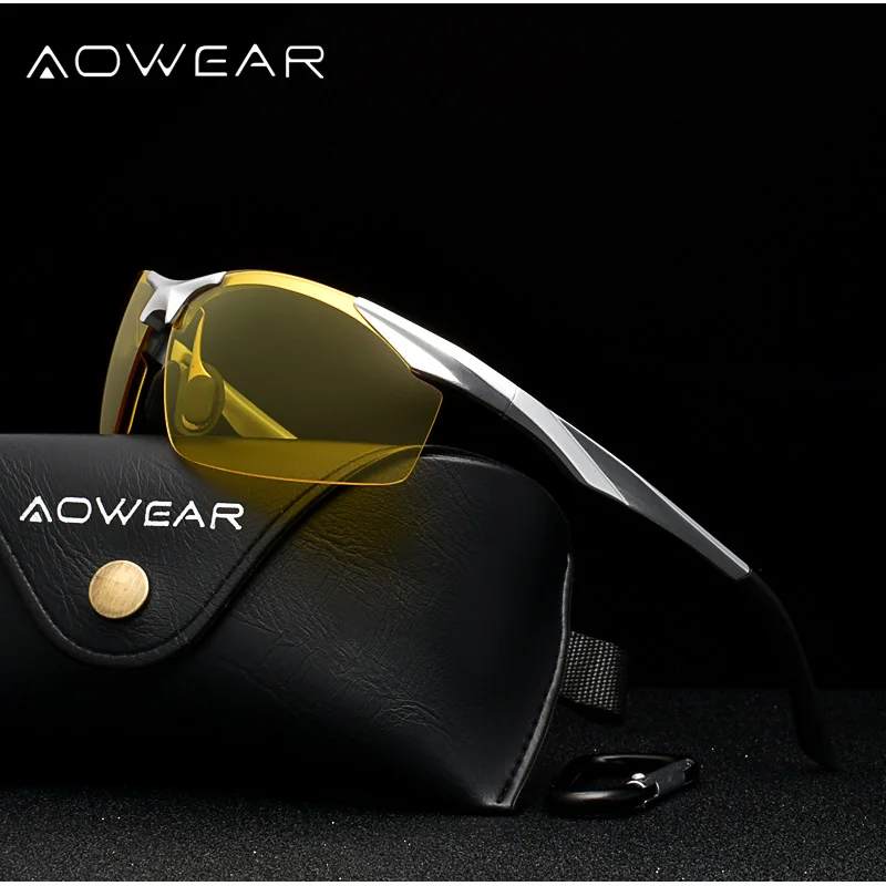 Очки AOWEAR HD для ночного вождения Мужские поляризационные солнцезащитные очки