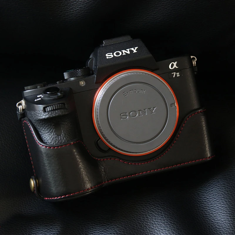 Чехол для камеры из натуральной кожи полукорпус Sony A7 Mark II A7R чехол с открытым аккумулятором|Сумки