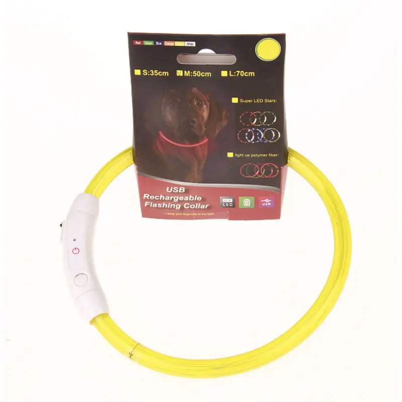 USB Перезаряжаемый светодиодный светильник с мигающим ремнем для ночной безопасности ошейник для щенков - Цвет: Цвет: желтый