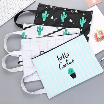 

Oxford Cloth Document Bag Folder Cactus Style Zippered Tote with Handle & zipper Tote bag