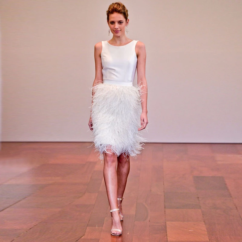 High Street Fashion White Feather Skirt ...