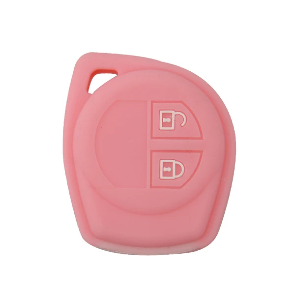 OkeyTech 2 кнопки силиконовый резиновый коврик авто ключ чехол Брелок защита кожи сумка для Suzuki Grand Alto SX4 Свифт Vitara Agila - Название цвета: Розовый