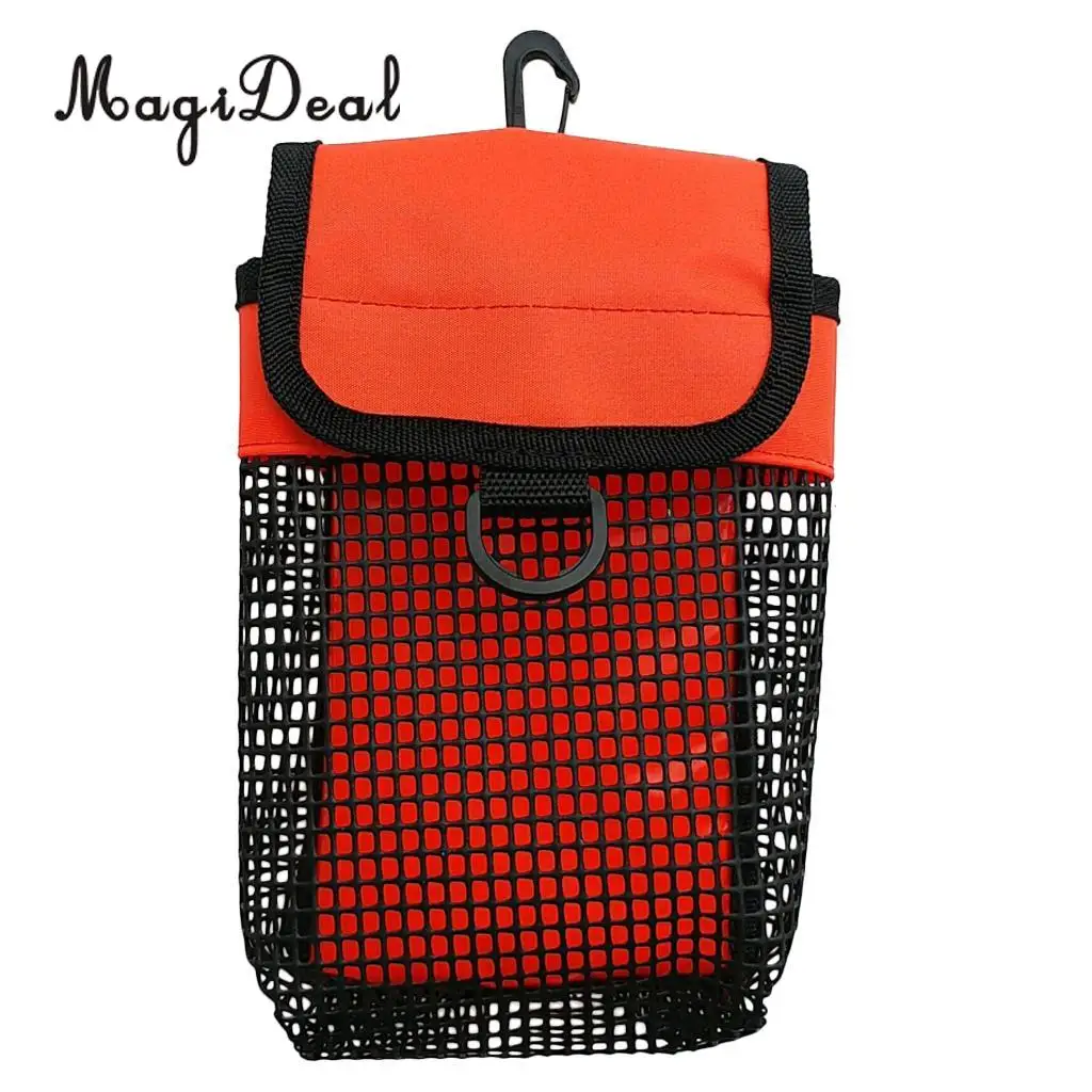Heavy Duty Dive Finger Spool Reel & SMB Safety Marker Buoy Mesh Gear Bag Carrier Pouch & Swivel Clip for Scuba Diving Snorkeling
