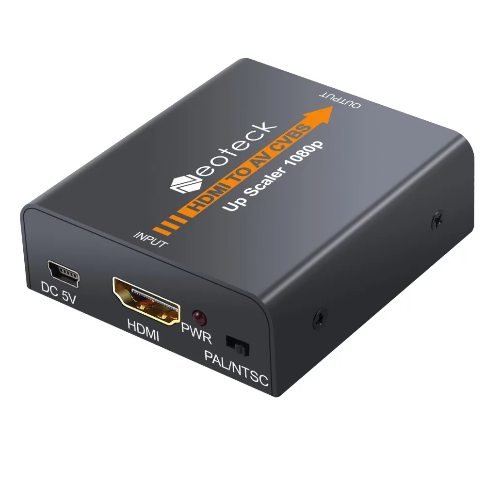 Neoteck HDMI TO AV Scaler Adapter HD Video Converter Box 1080P HDMI2AV Support NTSC PAL Video Conve