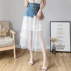 2019 новые летние женские юбки в стиле casual джинсы-варенки юбка модная юбка в сеточку