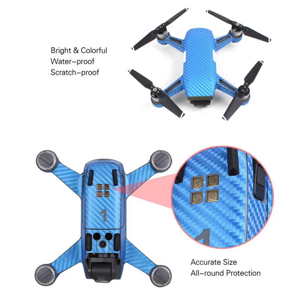 Углеродное волокно обёрточная бумага водонепроницаемый наклейки для DJI SPARK аксессуары роскошный Futural цифровой J03T