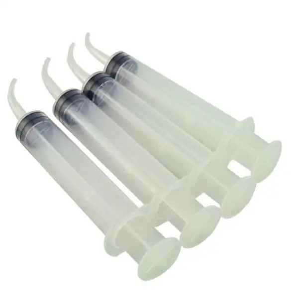 4pcs/set Disposable Dental Irrigation Syringe With Curved Tip Dental Kit Tooth Whitening Material Dental Instrument
