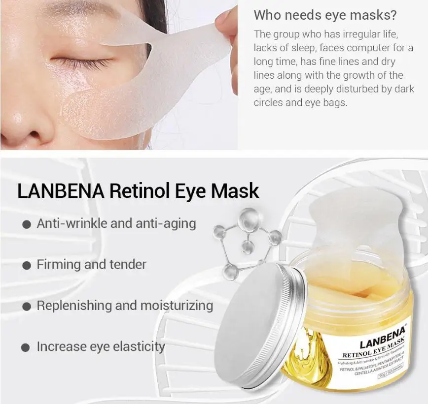 10 шт. LANBENA Retinol маски для век увлажненитель с гиалуроновой кислотой глаз патчи Сыворотка против отечности темный круг дропшиппинг