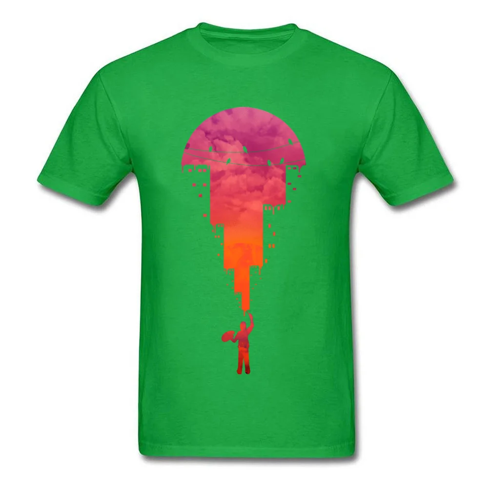 Design Sunset Painter Men T Shirt Faddish ostern Day Short Sleeve O Neck 100% Cotton Fabric Tees Slim Fit Tee Shirts Sunset Painter green