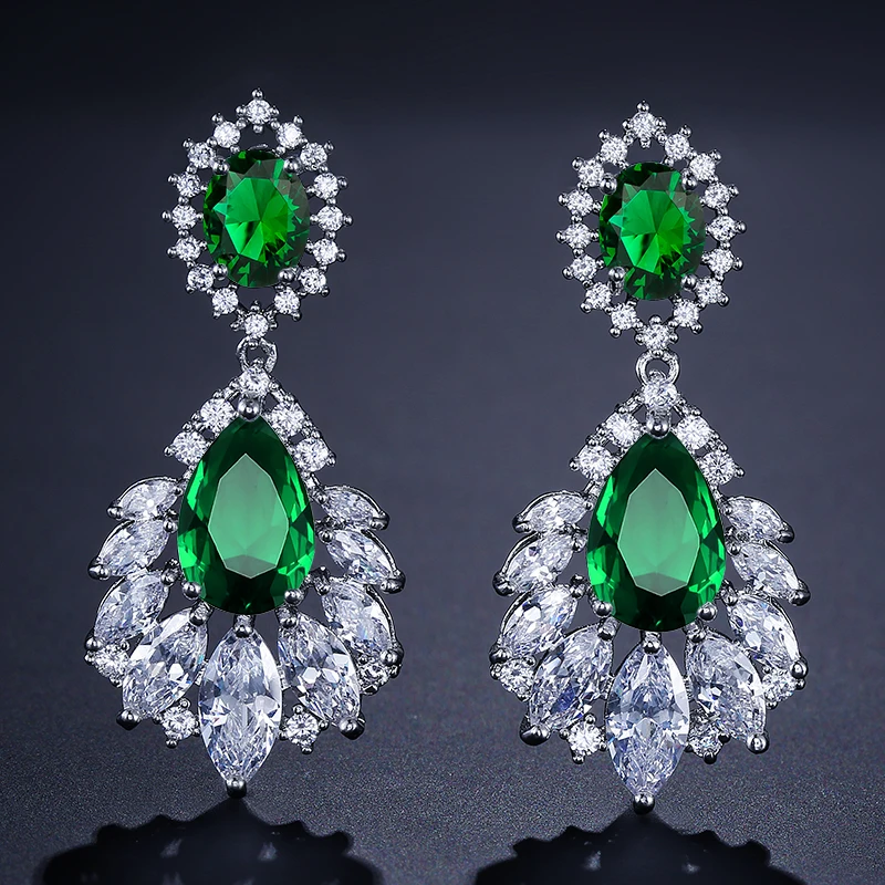 

UILZ Fashion Zircon Chandelier Earrings AAA+ Cubic Zircon Crystal Dangle Drop Earrings For Women Wedding Party Jewelry UE363