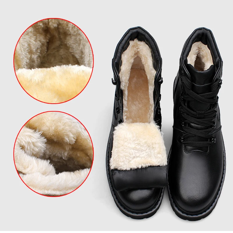 Зимние мужские ботинки из натуральной кожи в русском стиле; кожаные ботинки с натуральным лицевым покрытием; Мужские Зимние ботильоны ручной работы с кроличьим мехом; большие размеры