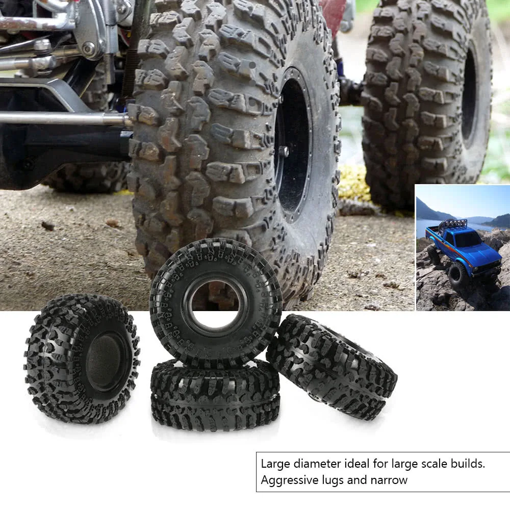 

4Pcs 2.2" 125mm 1/10 Hard Rubber Wheels Scale Tires for Austar 1:10 RC4WD D90 Axial SCX10 RC Car Rock Crawler