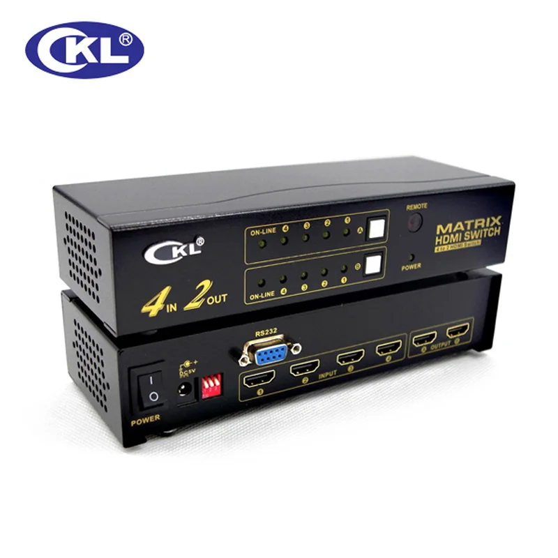 CKL 4x2 HDMI переключатель сплиттер 4 в 2 out с ИК-пульт дистанционного управления RS232 Управление Поддержка 1080 P 3D CKL-4H2