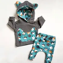 Новорожденный Малыш Детские Одежда для девочек и мальчиков хлопок lonf рукавом с капюшоном толстовки+ Штаны одежда комплект спортивный костюм