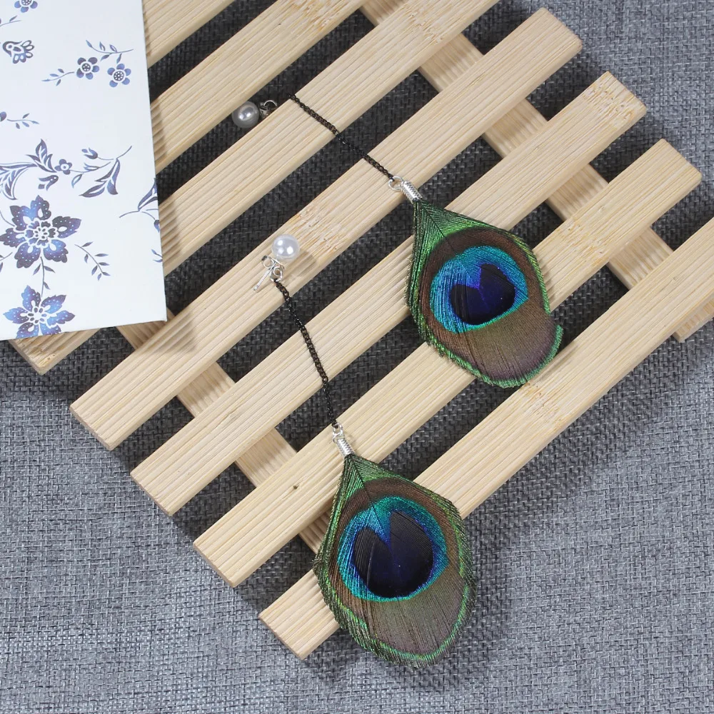 8 сезонов новое летнее кофейное зеленое перо павлина серьги гвоздики модный