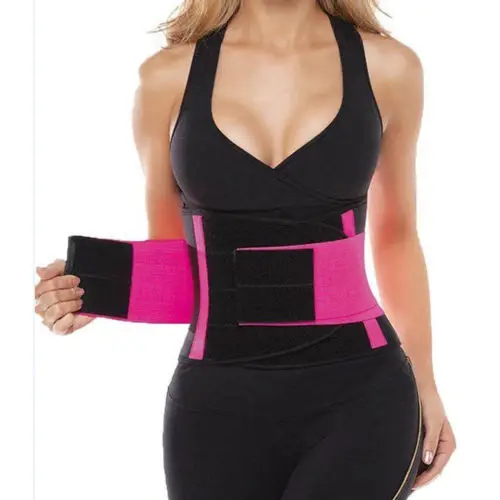 Men Women Shapewear Sweat Belt Waist Cincher Trainer Trimmer Gym Body Shaper Unisex Sports Belt Waistband - Color: Pink