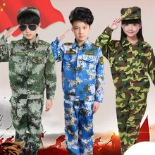 Детский Камуфляжный комплект одежды, детская военная форма для девочек, военная форма для скаутинга, комплект одежды для мальчиков на Хэллоуин, 90