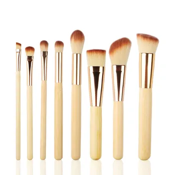 

8Pcs Natural Bamboo Professional Makeup Brushes Set Make up Brush Tools kit Foundation Powder Blending Brushes Eye Shader