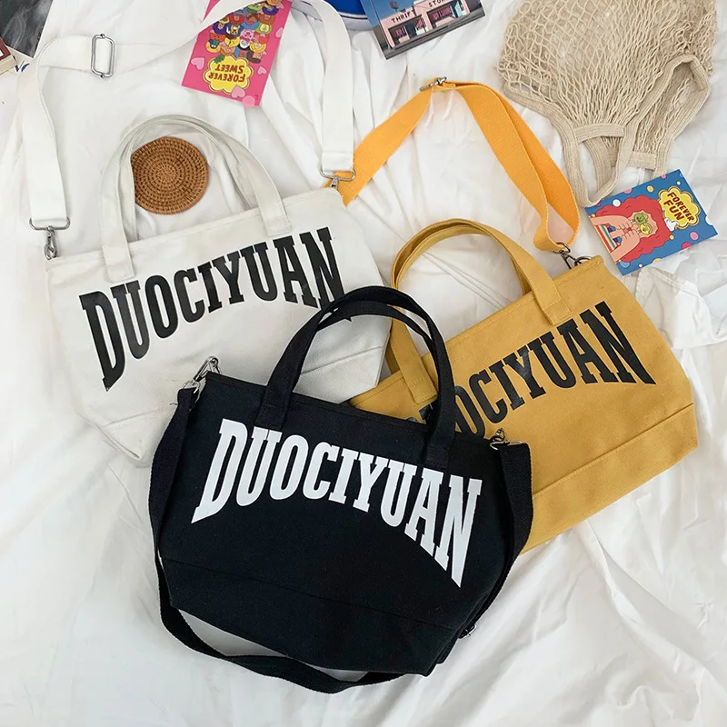 Летние новые популярные модные холщовые сумки с буквами для женщин женские повседневные Простые сумки на молнии женская сумка-мессенджер