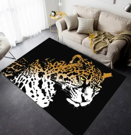 Modern Soft Leopard Tiger Printed Carpet Rugs Bedside Area Rugs for Living room Doormat Kitchen Hallway White Black mat