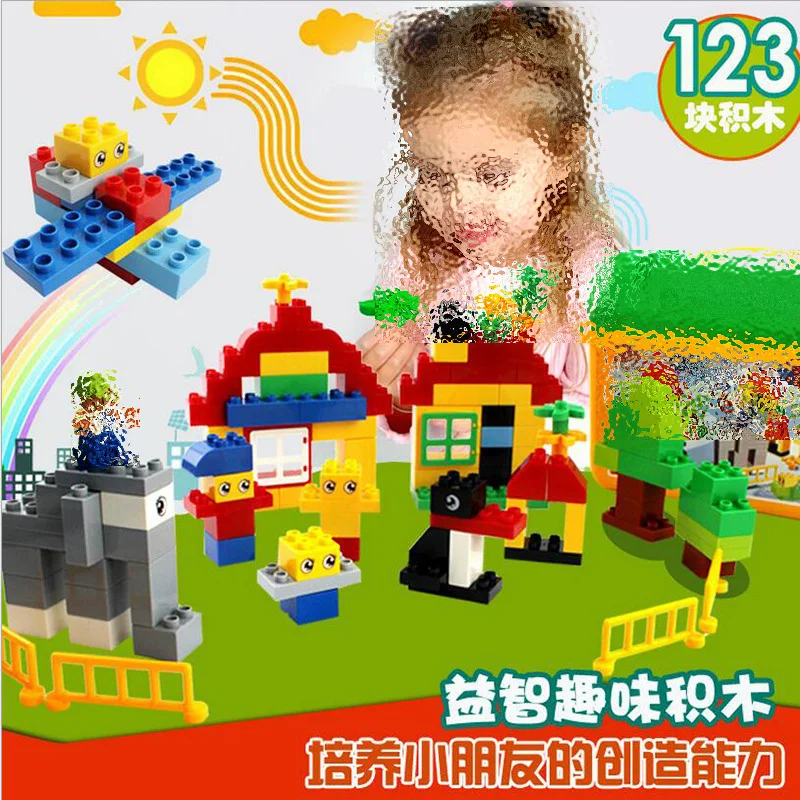 HM169 123 шт. оригинальные наборы строительных блоков Любимые 3D частицы duplo фигурки