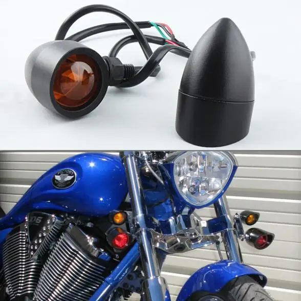 

Motorcycle Metal Bullet Blinker Turn Signal for Harley Softail Sportster Chopper Bobber Black
