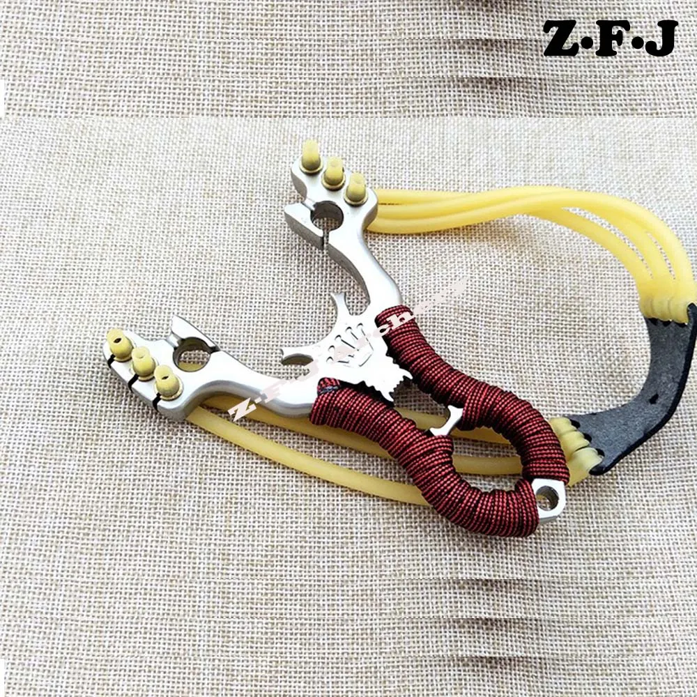 1Pc Powful Pocket Slingshot Stainless Steel Hunting Sling Shot Bow