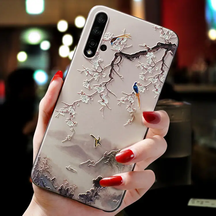 Птица ветка цветок китайские традиционные картины тиснение чехол для huawei nova 5 Pro, 5i, 4,3, 3e, nova 4e(P30 Lite), крышка P20Lite
