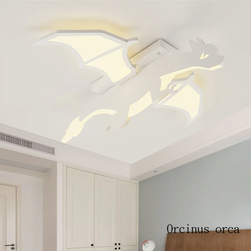 Мультяшный креативный потолочный светильник с драконом для мальчиков, спальни, детской комнаты, современный минималистичный светодиодный потолочный светильник с драконами и динозаврами