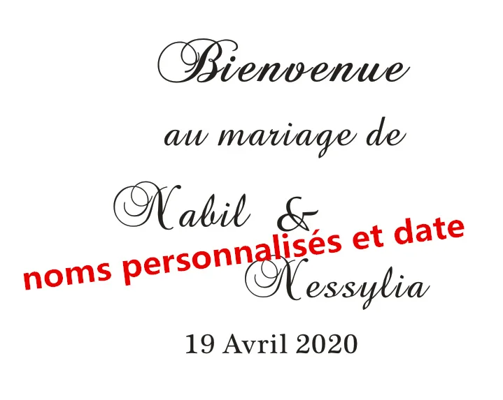Добро пожаловать на свадьбу, зеркальные наклейки индивидуальные имена Дата виниловые наклейки на стены Стикеры свадебное оформление Графический украшение места Wall Art плакат французский AZ211
