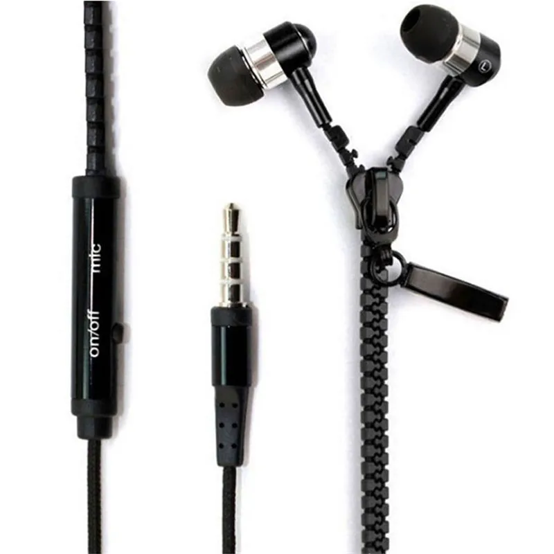 Handsfree Zipper Style Earphone 3.5mm Aux Audio Jack In Ear Headphones Phones With Mic Handfree MP3 Headset For Mobile Phone | Электроника