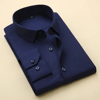 

New Slim Business Shirt Men's Long Sleeve Groom Wedding Dress Wine Red Non-iron Shirt No Pocket