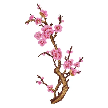 

10piece Pink Plum Blossom Embroidery Applique Lace Trim Fabric Patches Cord Motif Scrapbooking for Dress Clothes Decorated T2636