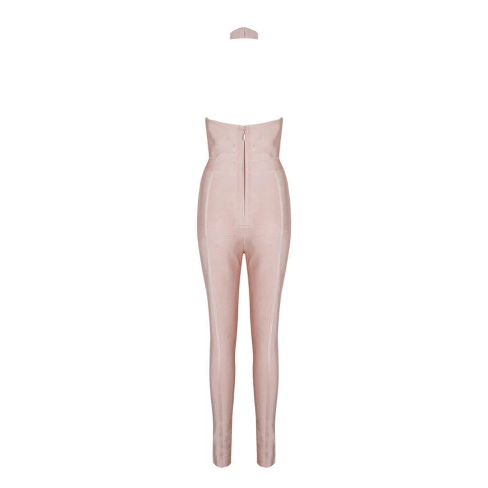Bandage Jumpsuit Women Black O-Neck Sleeveless Hollow Out Celebrity Party Runway Sexy Bodycon Bodysuit Wholesale (10)