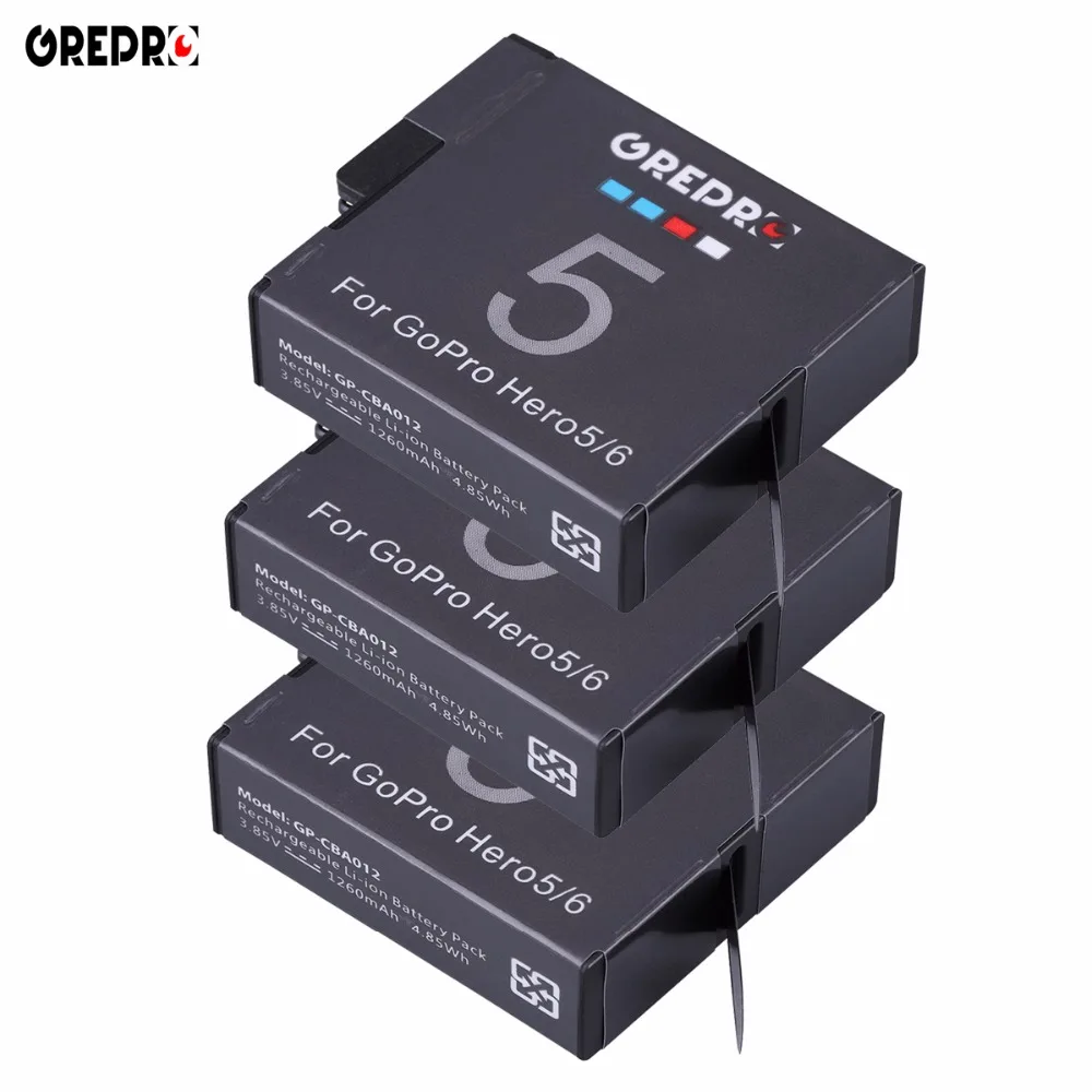 

GREPRO AHDBT-501 1260mAh Battery GoPro Hero5 6 Batteries for GoPro Camera AHDBT501 AHDBT 501 Gopro Hero 5 6 4K Cameras Bateria