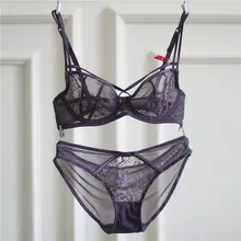 Романтическая вышивка, Прозрачный женский сексуальный бюстгальтер и трусики, набор, ультратонкие чашки, бюстгальтеры, большой размер, комплекты нижнего белья, модное дамское нижнее белье
