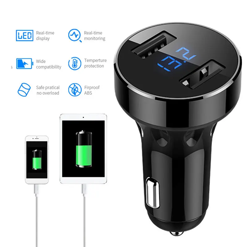 VEHEMO USB адаптер для быстрого автомобильного Зарядное устройство адаптер QC3.0 автомобиля 3A умное универсальное Зажигалка Лидеры продаж, два USB выхода, Зарядное устройство Bluetooth MP3 плеер