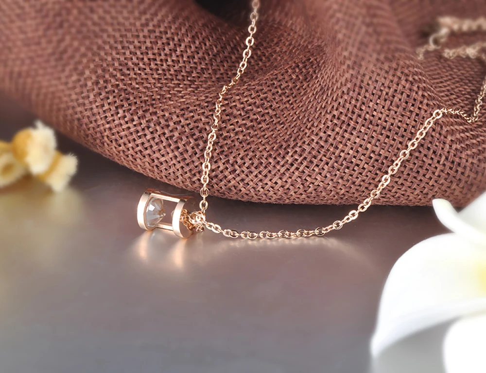Lokaer в форме воронки кулон ожерелье AAA Нержавеющая Сталь Ювелирные изделия розовое золото цвет цепи подарок на день Святого Валентина N18266