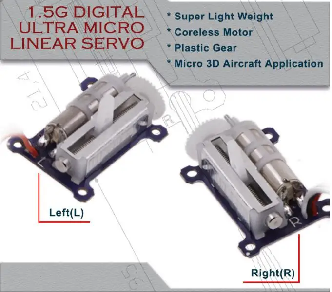 1 пара 1,5g Аналоговый микро Линейный сервопривод для радиоуправляемого самолета для маленького радиоуправляемого вертолета самолета с кабелем JST/JR