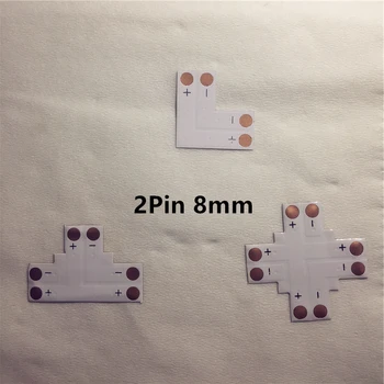 

50pcs/lot 2pin 4pin 5pin 8mm 10mm 12mm L T X Shape LED Connector For connecting corner right angle 3528 5050 RGB rgbw LED Strip