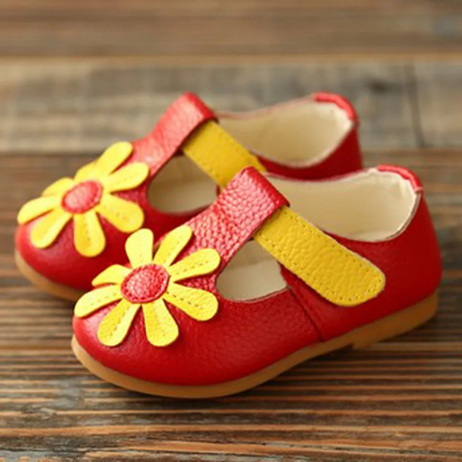 2017 Autumn Genuine Leather Baby First Walkers T Tie Toddlers Girls