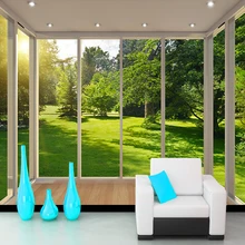 Пользовательские Настенные обои 3D стереоскопическое пространство европейский балкон лес лужайка пейзаж нетканые обои для гостиной фон
