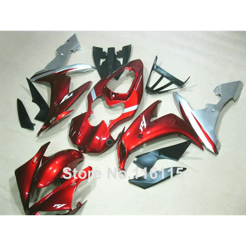 

MOTOMARTS perfect fit for YAMAHA YZF R1 2004 2005 2006 silver red black fairings set R1 04 05 06 fairing kit TH18 Full injection