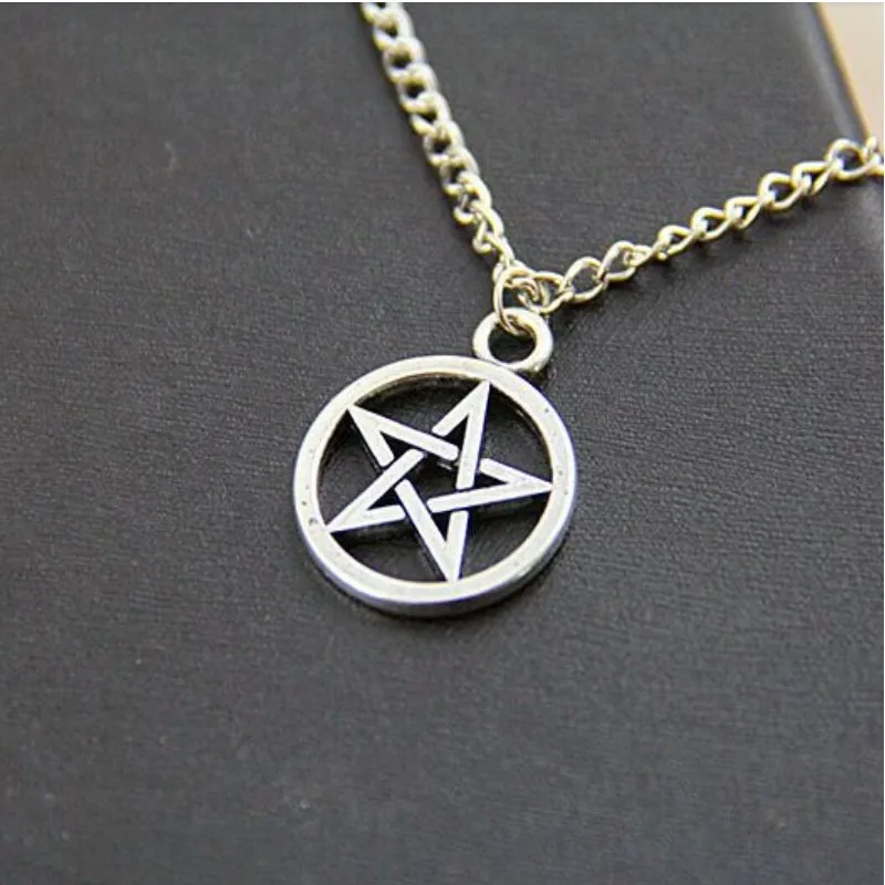 

Upright Pentagram Symbol Pendant Stainless Steel Jewelry Pentacle Necklace Keychain Star Logo Wiccan Emblem Amulet Talisman Sign