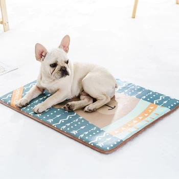 

Pet Summer Cooling Mat Viscose Cushion Sleeping Mat Non-slip Printed Skin-friendly Nest Pad Bed for Small Medium Large Dog Cat